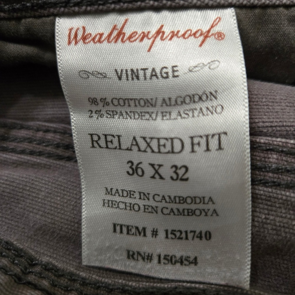 Weatherproof Vintage Mens Relaxed Fit Pants 36x32 Grey Utility Cargo 1521740 - Picture 4 of 5